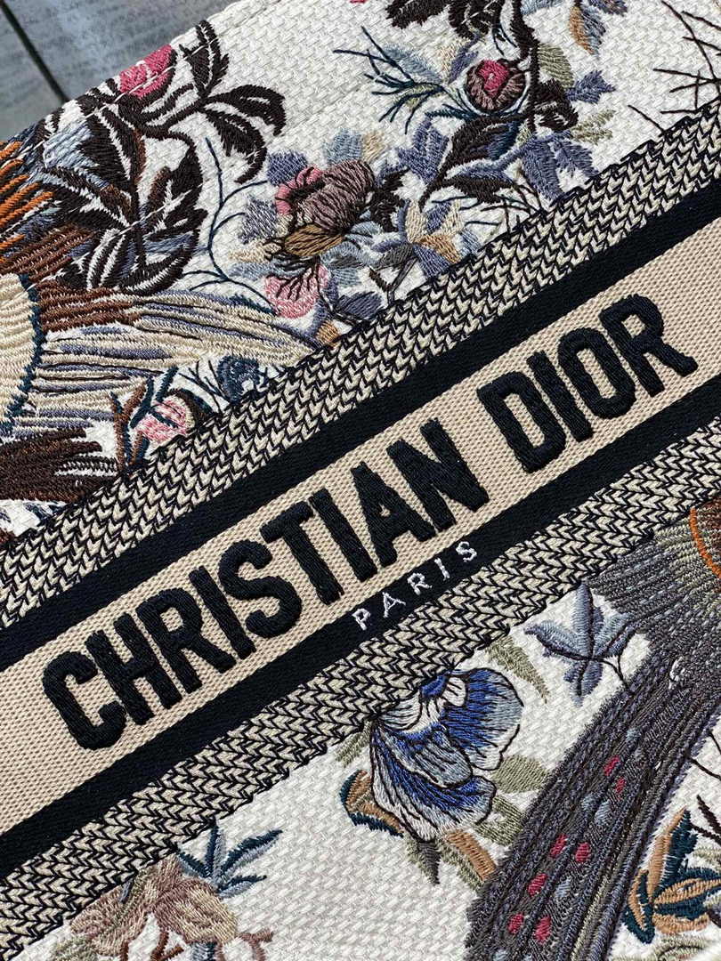 Dior Small Book Tote M1265 Toile de Jouy Embroidery M3565