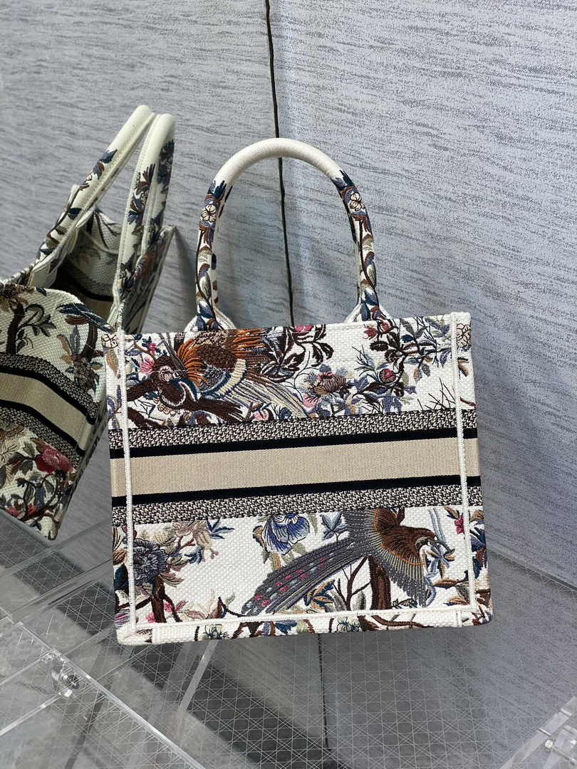 Dior Small Book Tote M1265 Toile de Jouy Embroidery M3565