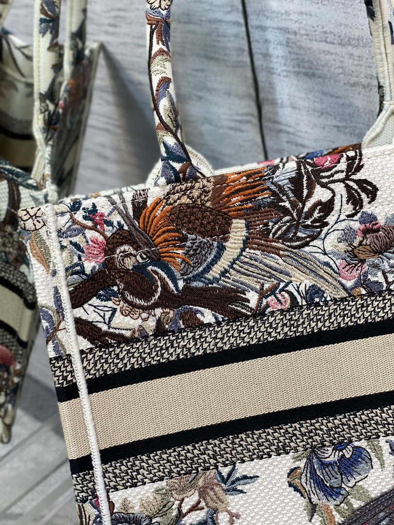 Dior Small Book Tote M1265 Toile de Jouy Embroidery M3565