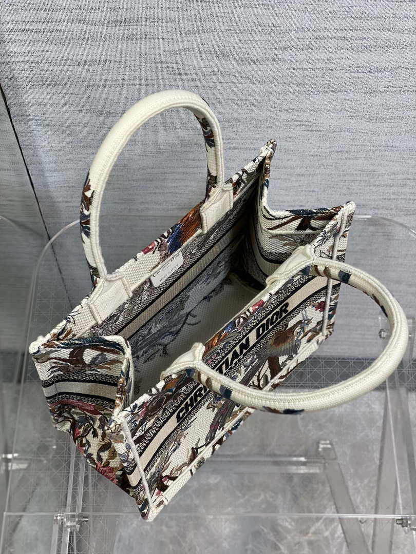 Dior Small Book Tote M1265 Toile de Jouy Embroidery M3565