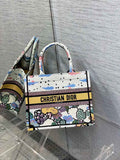 Dior M1265 Small Book Tote Latte Dior Ciel de Rêve Embroidery