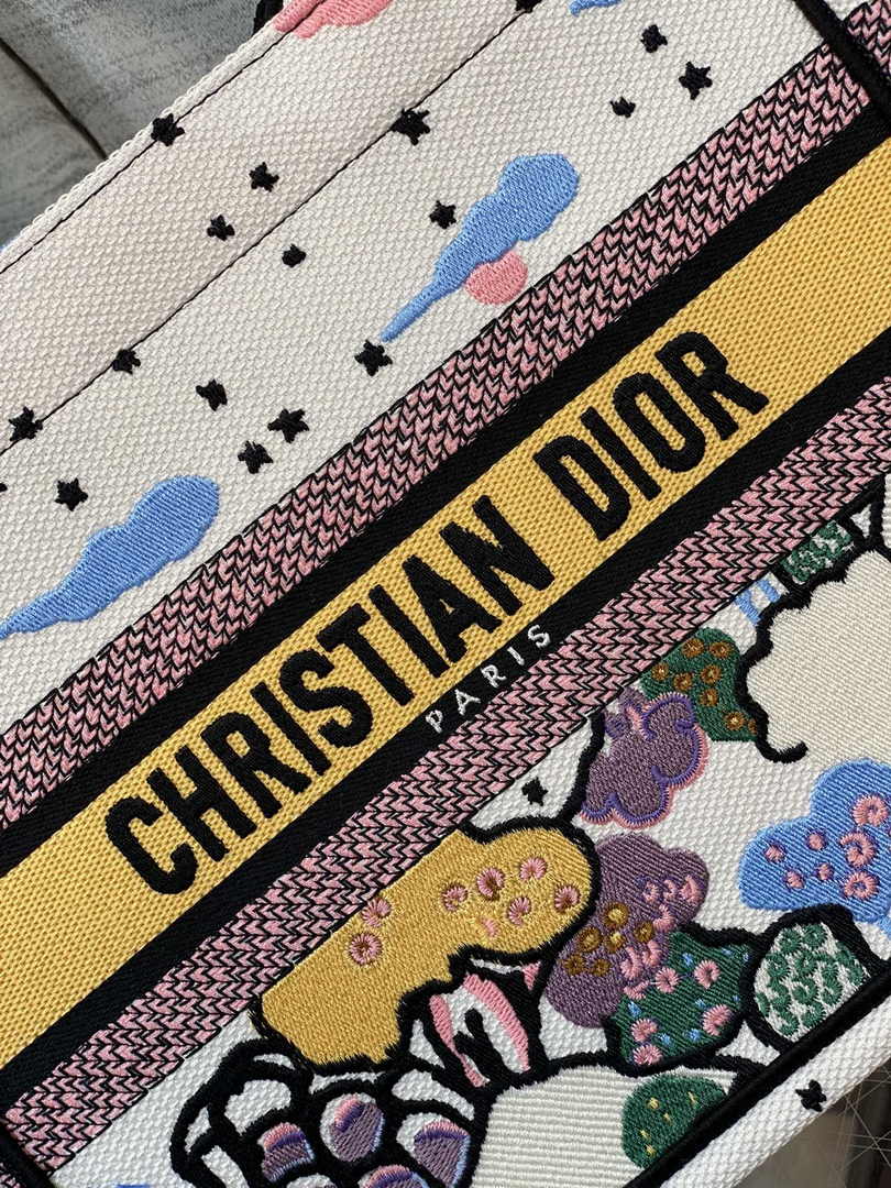 Dior M1265 Small Book Tote Latte Dior Ciel de Rêve Embroidery