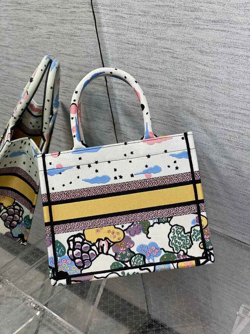 Dior M1265 Small Book Tote Latte Dior Ciel de Rêve Embroidery