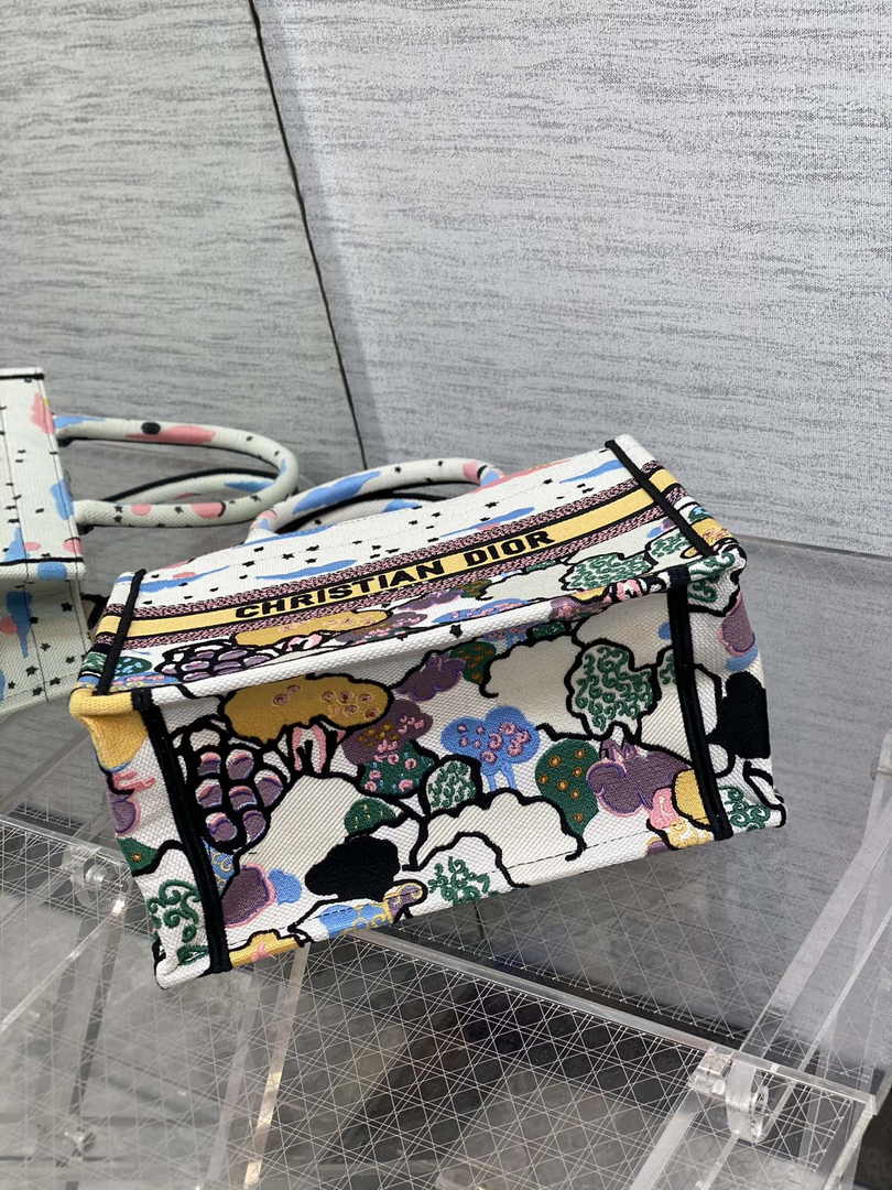 Dior M1265 Small Book Tote Latte Dior Ciel de Rêve Embroidery