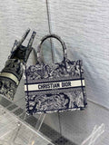 Dior Small Book Tote M1265 Blue and White Toile de Jouy Reverse Embroidery