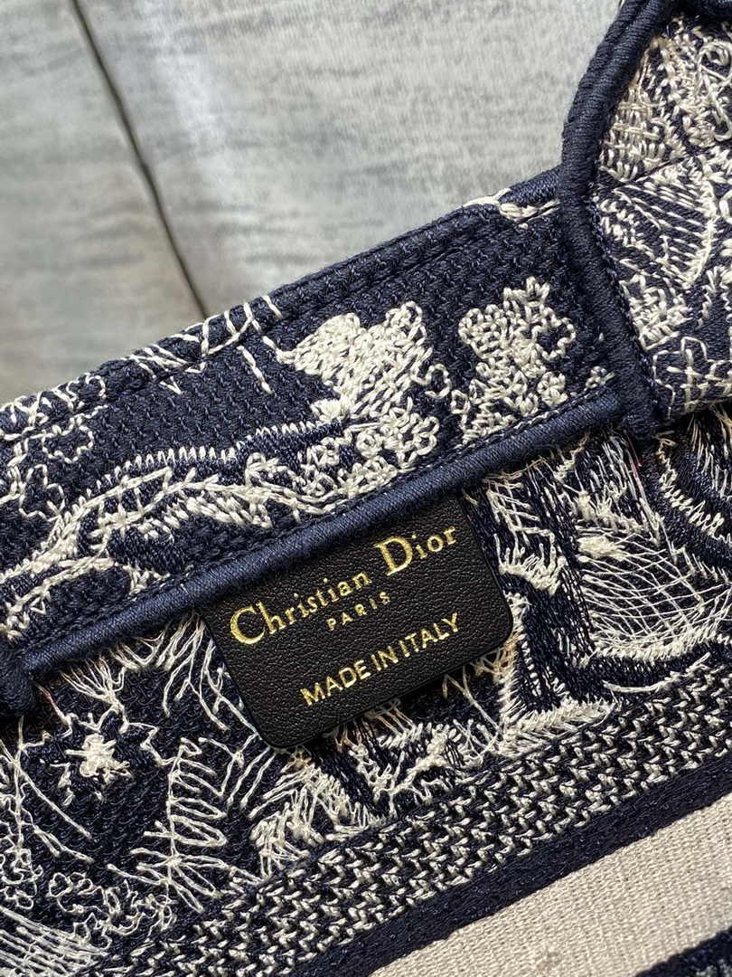 Dior Small Book Tote M1265 Blue and White Toile de Jouy Reverse Embroidery