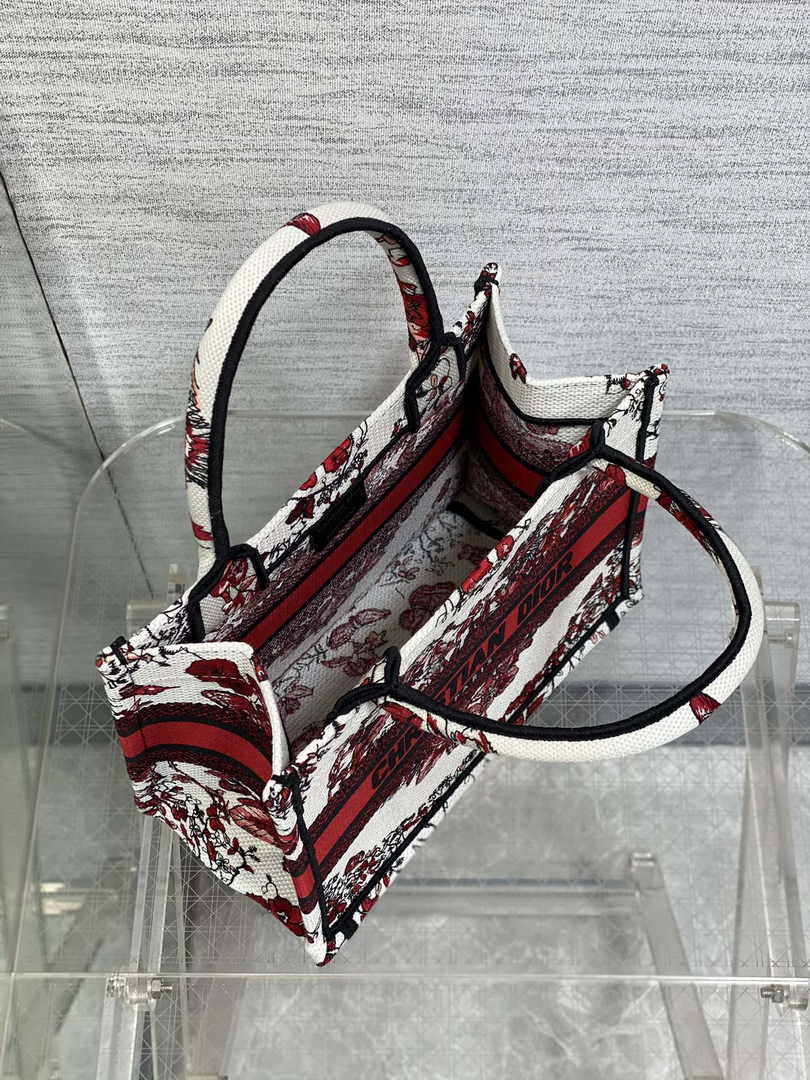 Dior Small Book Tote M1265 Toile de Jouy Embroidery M3559