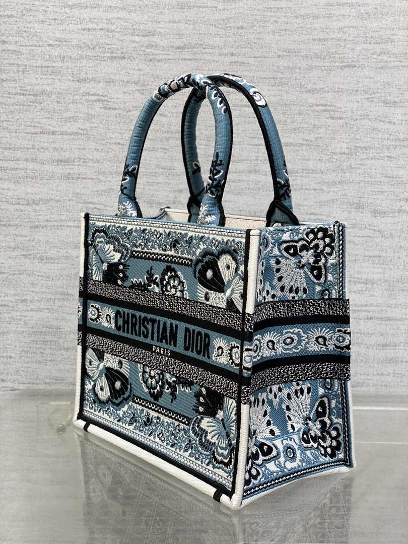 Dior Small Book Tote M1265 Toile de Jouy Embroidery M3544