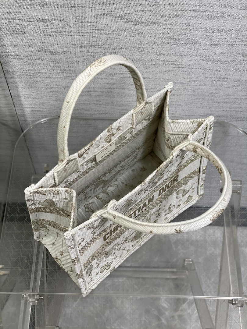 Dior Small Book Tote M1265 Toile de Jouy Embroidery M3557