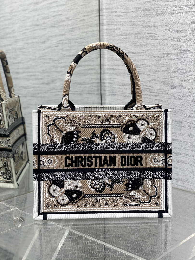 Dior Small Book Tote M1265 Toile de Jouy Embroidery M3545