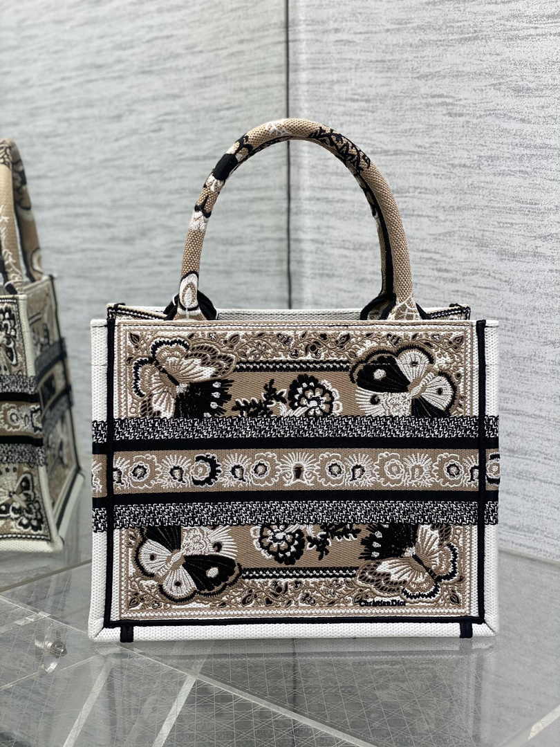 Dior Small Book Tote M1265 Toile de Jouy Embroidery M3545