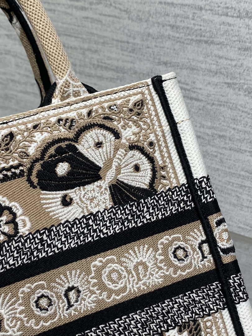 Dior Small Book Tote M1265 Toile de Jouy Embroidery M3545