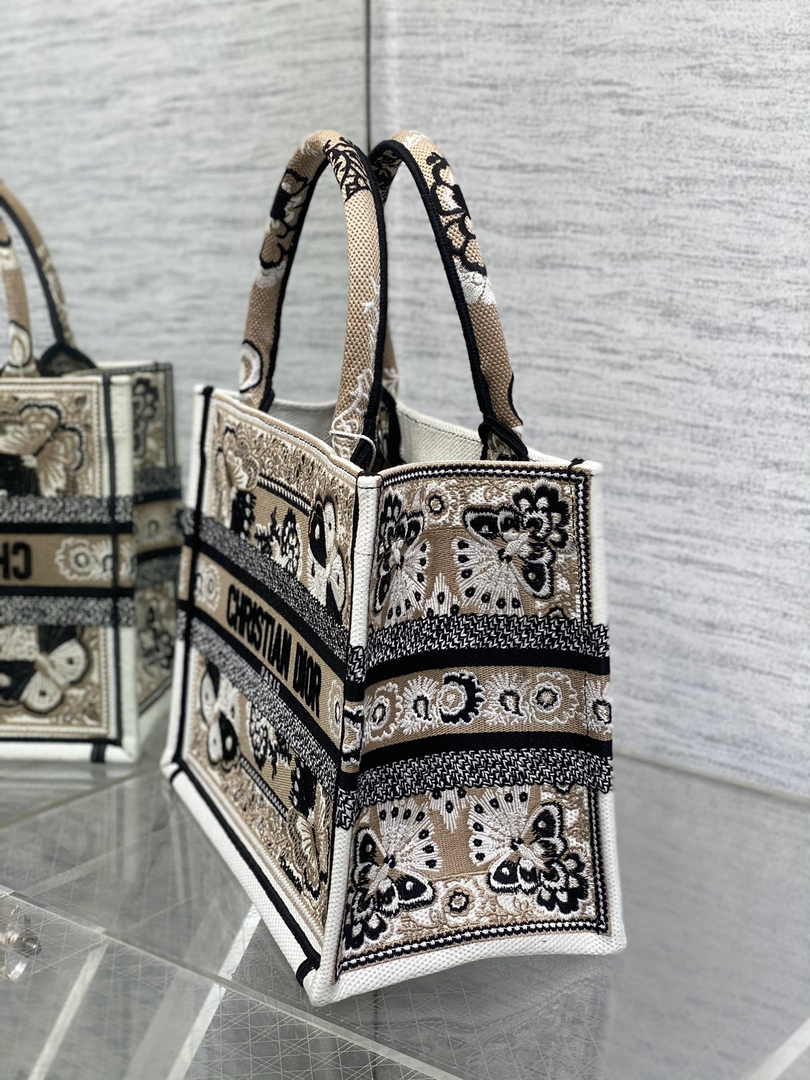 Dior Small Book Tote M1265 Toile de Jouy Embroidery M3545