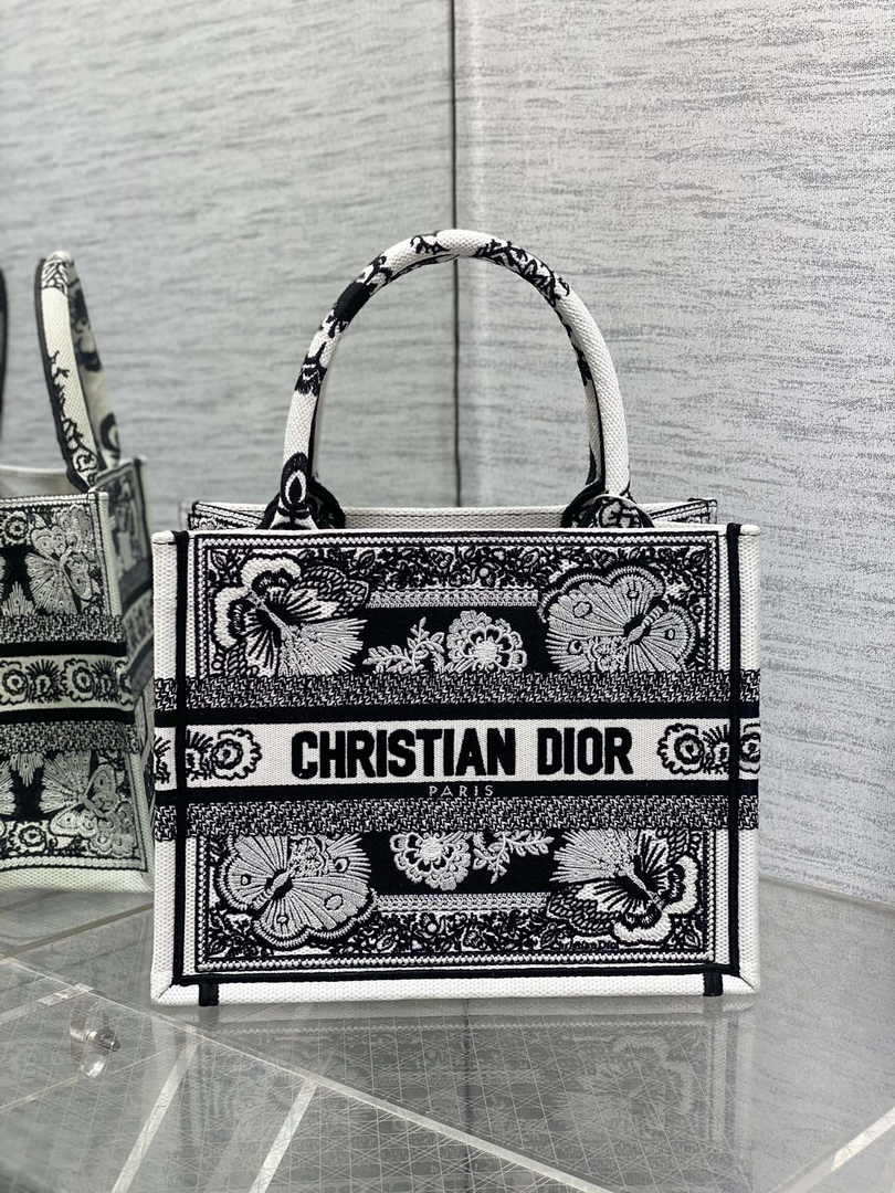 Dior Small Book Tote M1265 Toile de Jouy Embroidery M3546
