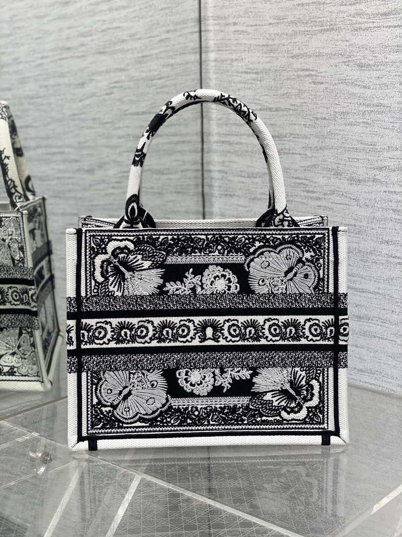 Dior Small Book Tote M1265 Toile de Jouy Embroidery M3546