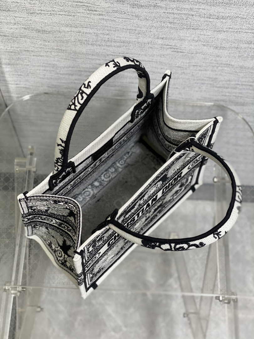 Dior Small Book Tote M1265 Toile de Jouy Embroidery M3546