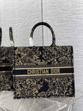 Dior M1286 Large Book Tote Bag Black Gold Multicolor Jardin d'Hiver