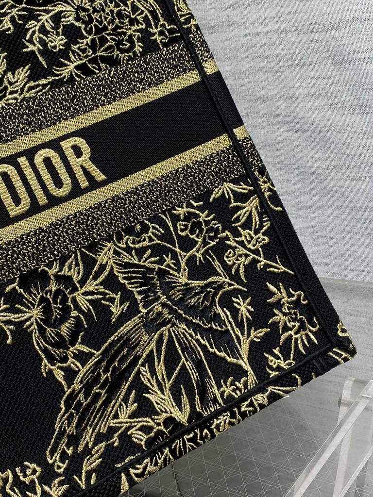 Dior M1286 Large Book Tote Bag Black Gold Multicolor Jardin d'Hiver