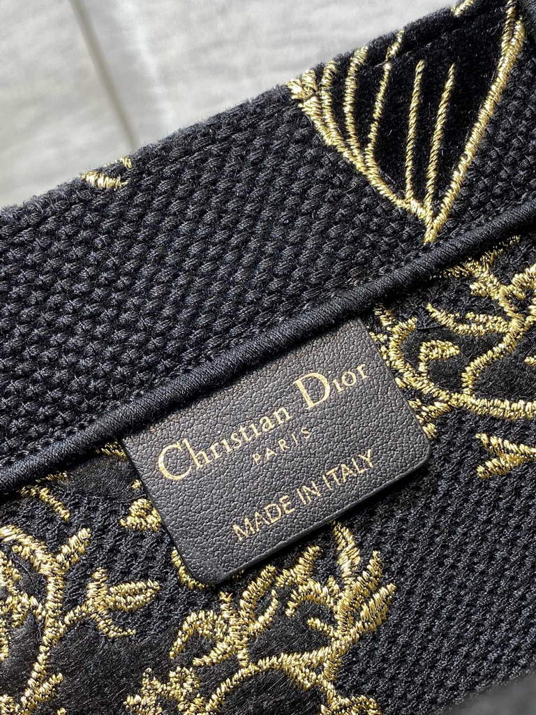 Dior M1286 Large Book Tote Bag Black Gold Multicolor Jardin d'Hiver
