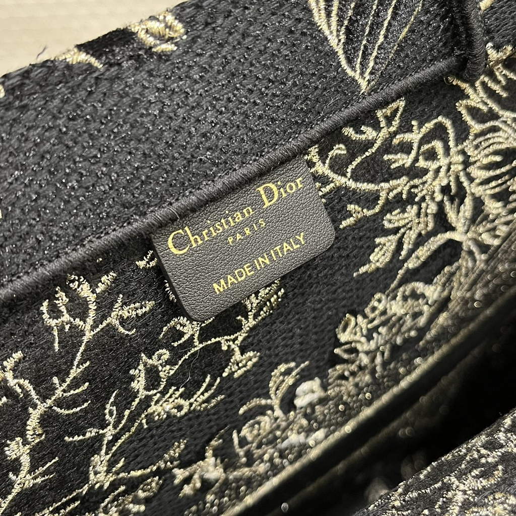 Dior M1286 Large Book Tote Bag Black Multicolor Jardin d'Hiver Embroidery
