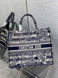 Dior M1286 Large Book Tote Bag Blue Toile de Jouy Reverse Embroidery