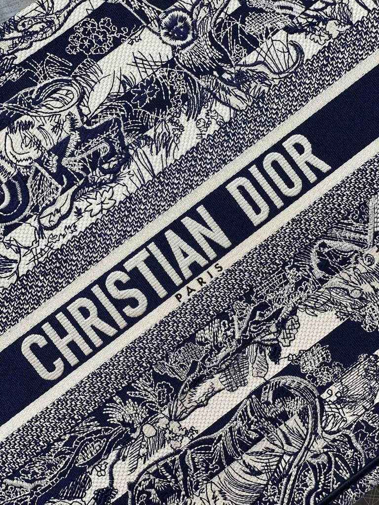 Dior M1286 Large Book Tote Bag Blue Toile de Jouy Reverse Embroidery