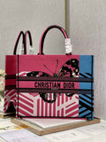 Dior M1286 Large Book Tote Bag Plum Butterfly D-Jungle Pop Embroidery