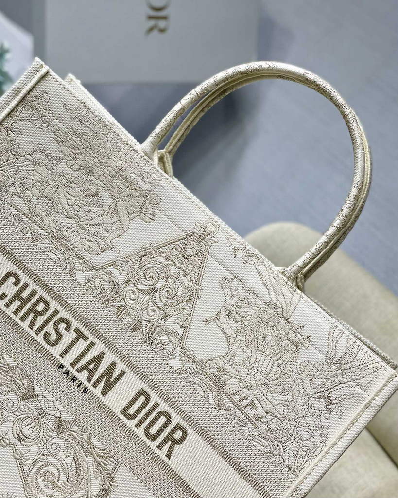 Dior M1286 Large Book Tote Bag Gold Around the World Embroidery - Default Title - View 4