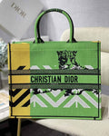 Dior M1286 Large Book Tote Bag Green D-Jungle Pop Embroidery