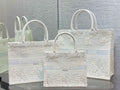 Dior M1286 Large Book Tote Bag White Lace Embroidery