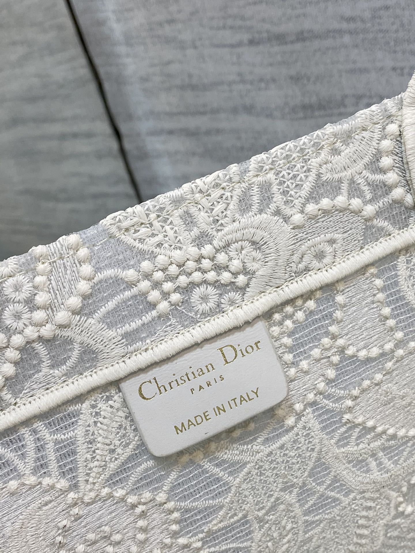 Dior M1286 Large Book Tote Bag White Lace Embroidery