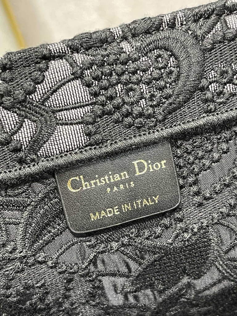 Dior M1286 Large Book Tote Bag Black Lace Embroidery