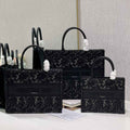 Dior M1286 Large Book Tote Bag Black Lace Embroidery