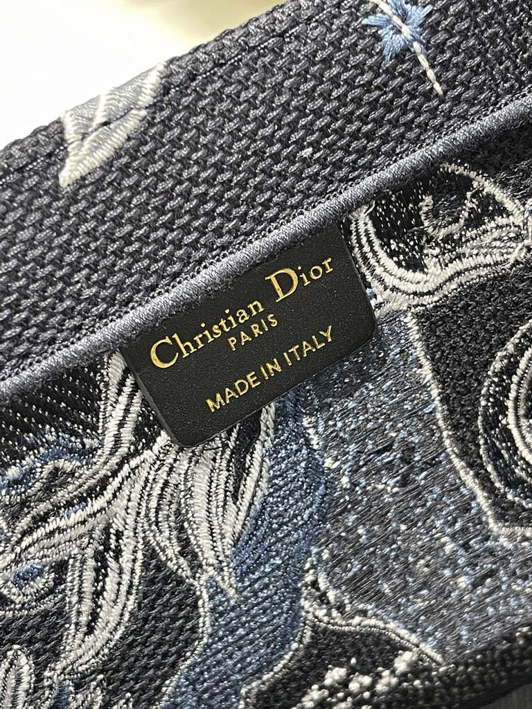Dior Large Book Tote Bag M1286 Blue Multicolor Embroidery