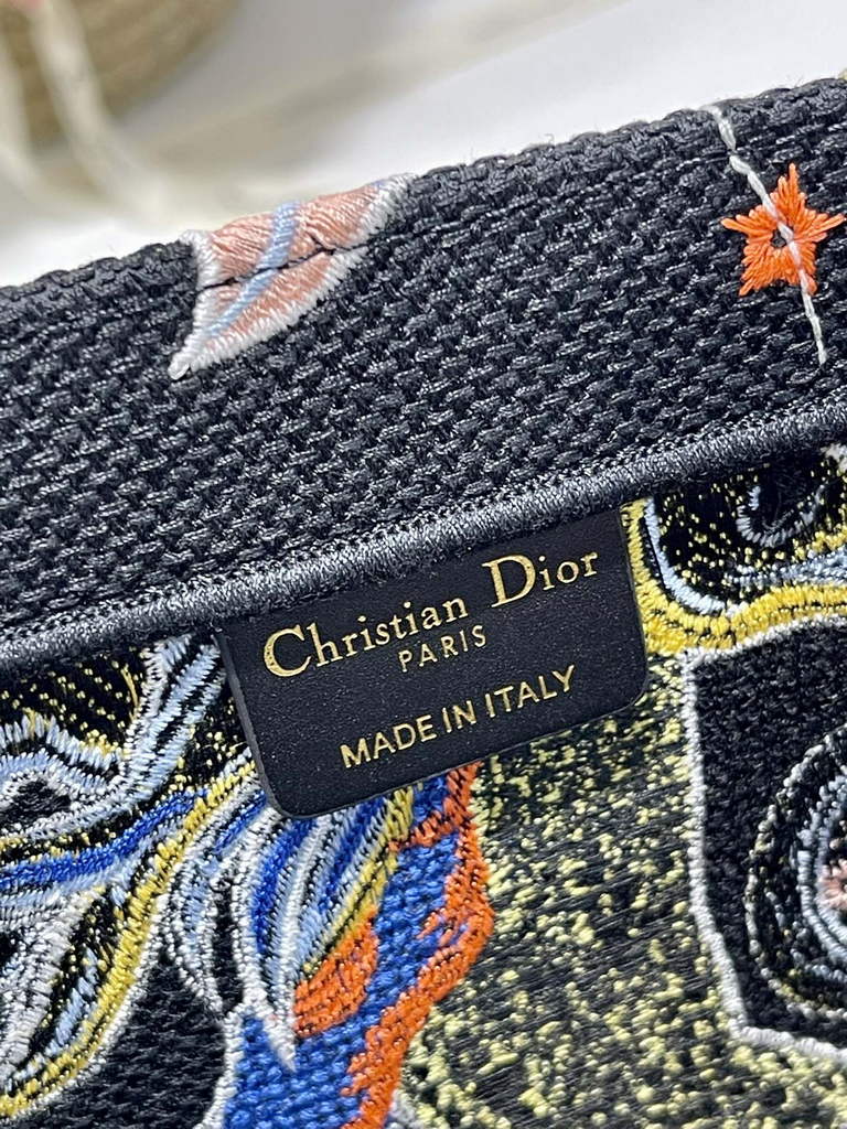 Dior Large Book Tote Bag M1286 Yellow Multicolor Embroidery