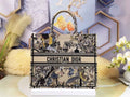 Dior M1286 Large Book Tote Bag Beige Multicolor Jardin d'Hiver Embroidery