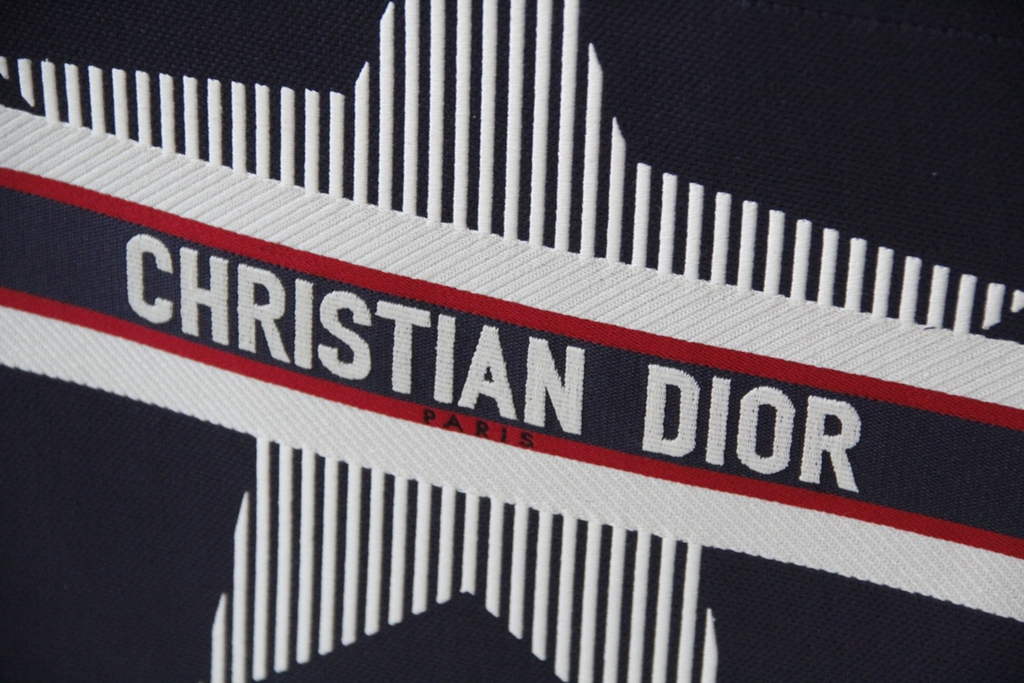 Dior M1286 Large Book Tote Bag Black Pentagram Multicolor Embroidery