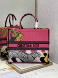 Dior M1286 Large Book Tote Bag Pink D-Jungle Pop Embroidery