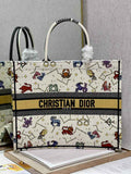 Dior M1286 Large Book Tote Bag White Pixel Zodiac Embroidery