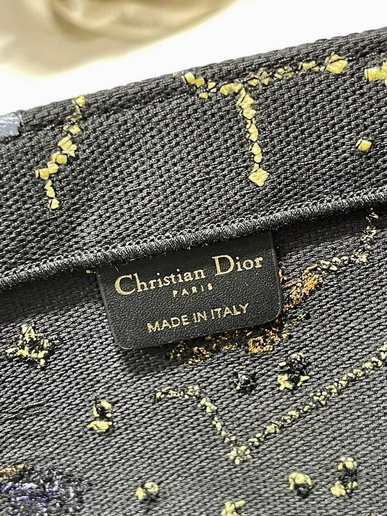 Dior M1286 Large Book Tote Bag Black Pixel Zodiac Embroidery