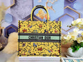 Dior M1286 Large Book Tote Bag Yellow Pixel Zodiac Embroidery
