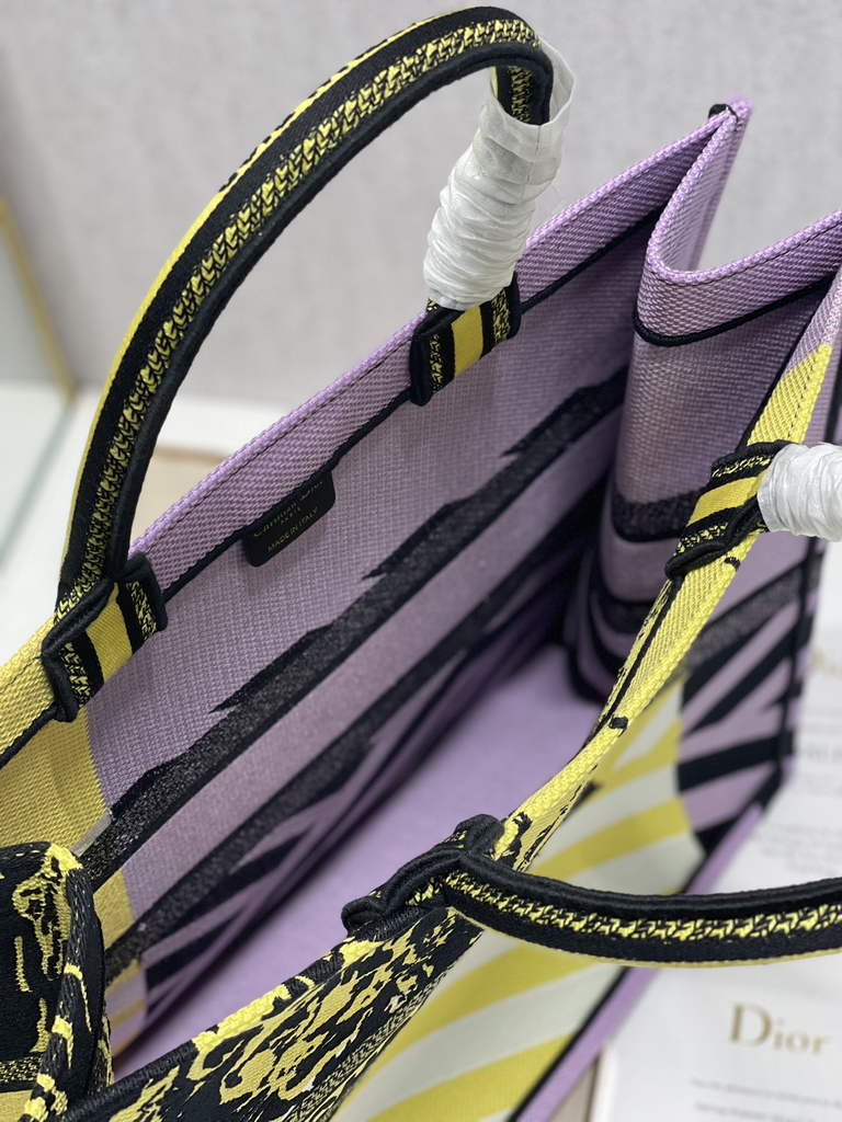 Dior M1286 Large Book Tote Bag Yellow D-Jungle Pop Embroidery