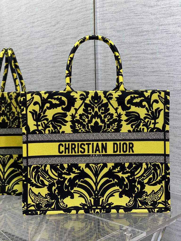 Dior M1286 Large Book Tote Bag Yellow flower Multicolor Embroidery