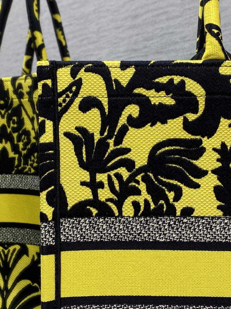 Dior M1286 Large Book Tote Bag Yellow flower Multicolor Embroidery