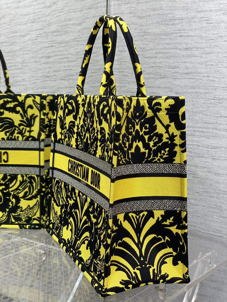 Dior M1286 Large Book Tote Bag Yellow flower Multicolor Embroidery