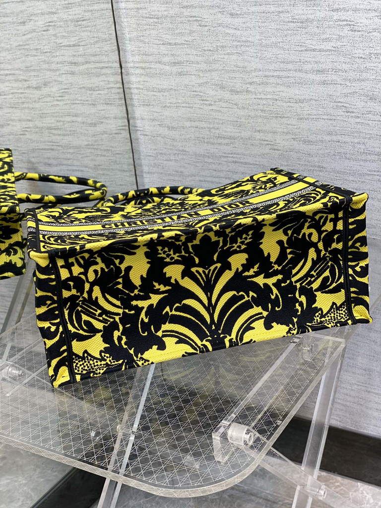 Dior M1286 Large Book Tote Bag Yellow flower Multicolor Embroidery