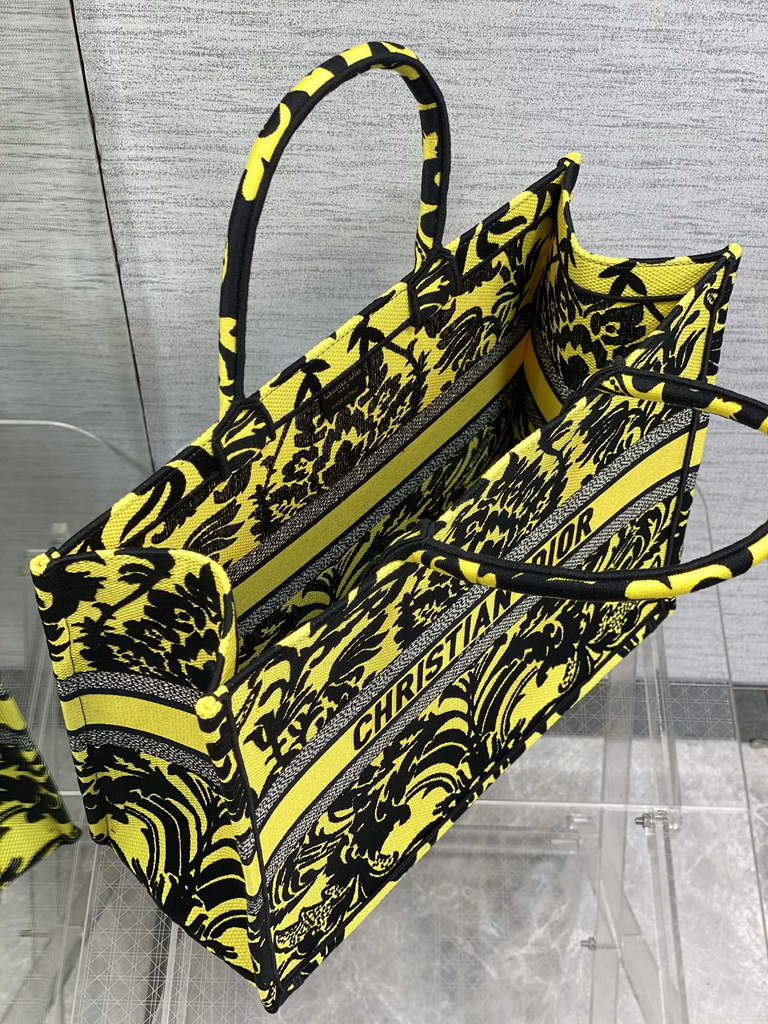 Dior M1286 Large Book Tote Bag Yellow flower Multicolor Embroidery
