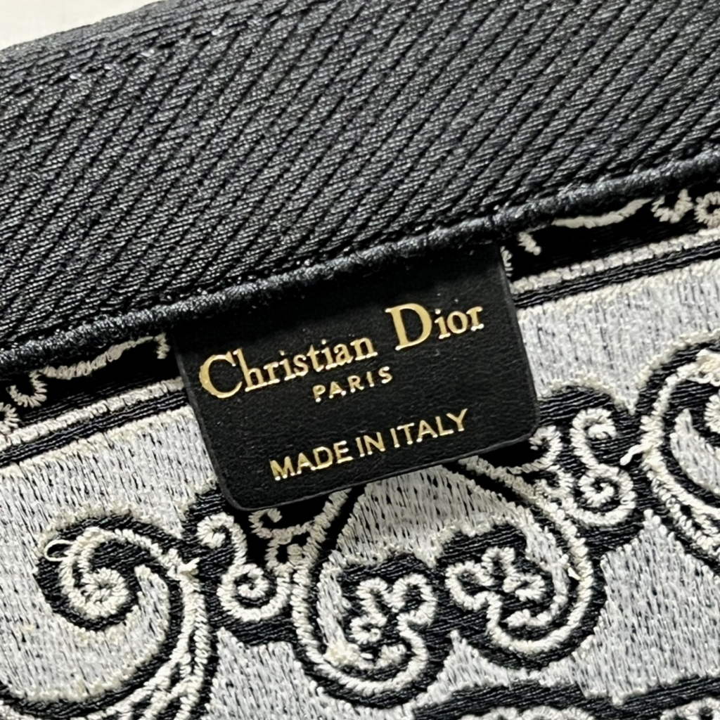 Dior M1286 Large Book Tote Black and Beige Bandana Embroidery