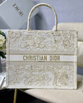 Dior M1286 Large Book Tote Beige Gold Toile de Jouy Embroidery