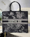Dior M1286 Large Book Tote Black Latte Toile de Jouy Zodiac Embroidery